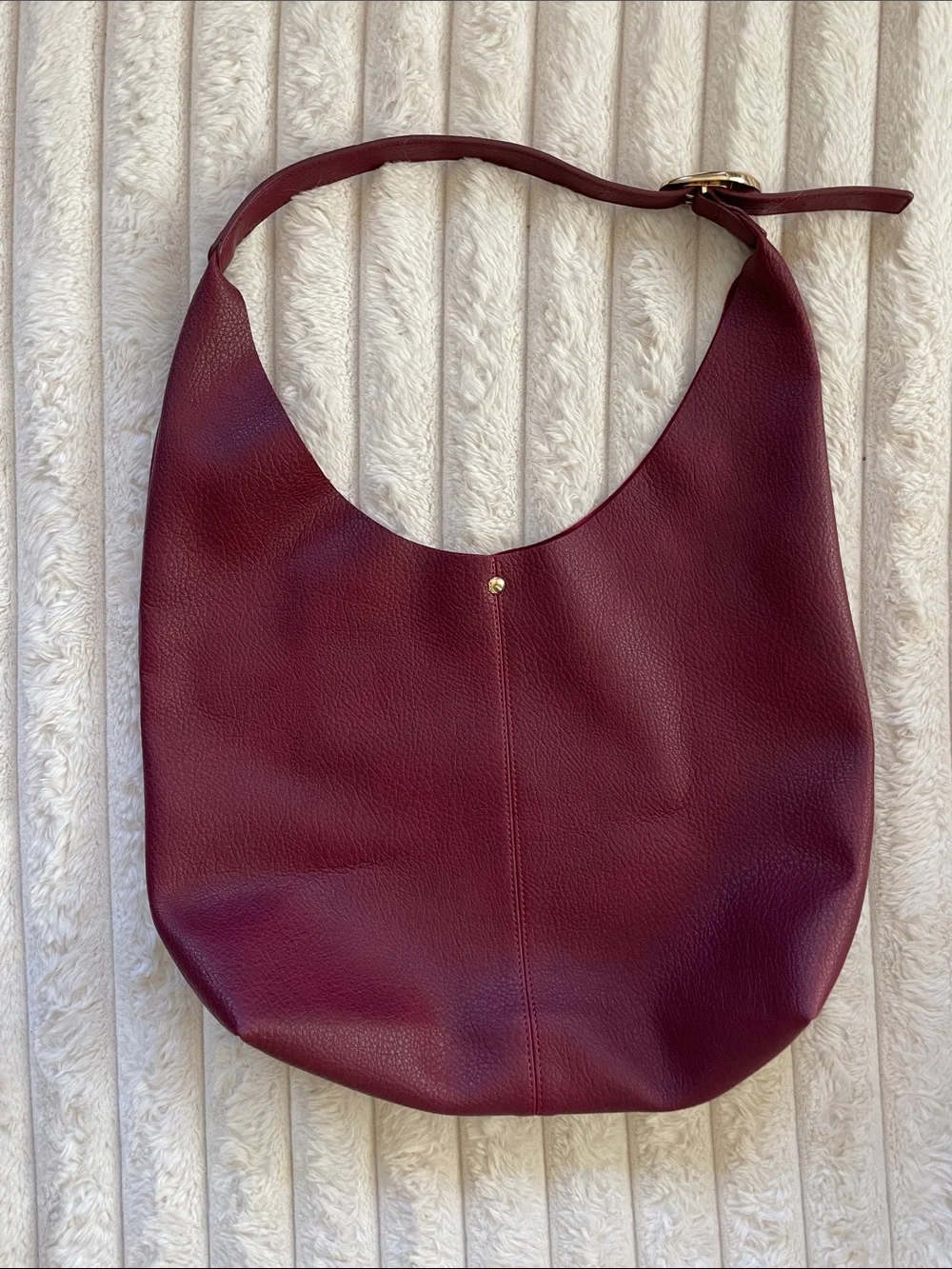 Anthropologie Burgundy Pebbled Leather Hobo Bag
